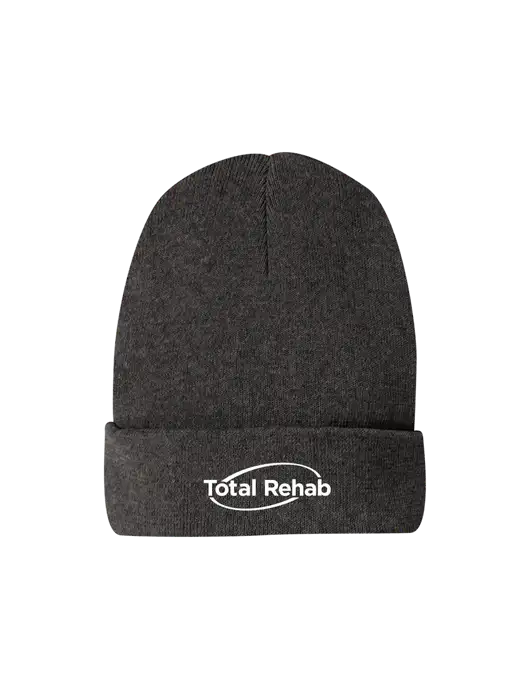 Recycled Charcoal Heather Beanie w/Total Rehab Logo