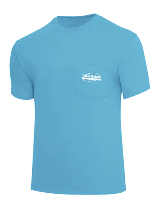 Core Blend Light Sapphire Blue Pocket T-Shirt w/Total Rehab Logo