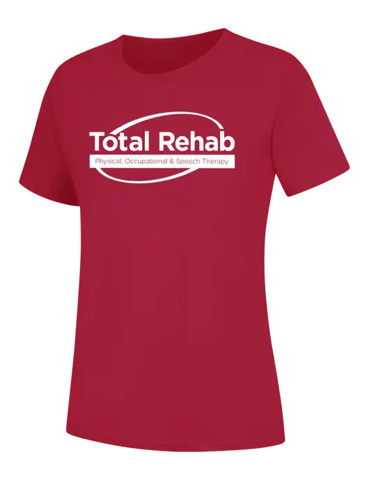 Womens Red Core Blend Tee w/Total Rehab Logo