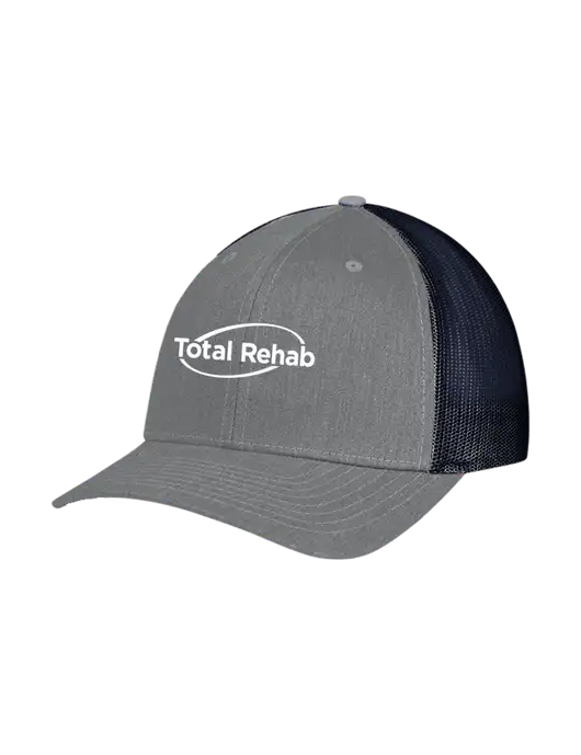 Richardson Adjustable Snapback Original 112 Trucker Cap Heather Grey w/Navy Mesh w/Total Rehab Logo
