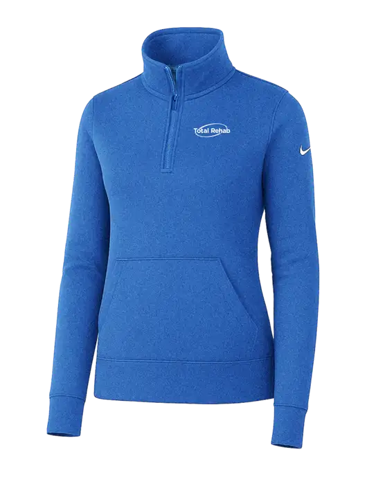 Nike Womens Light Royal Heather Club Fleece Sleeve Swoosh 1/2-Zip w/Total Rehab Logo