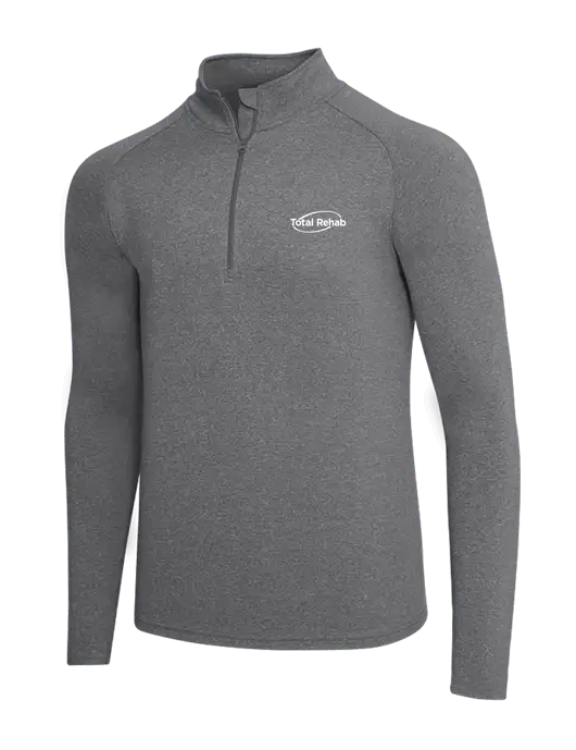 Dark Grey Heather Sport Wick Stretch 1/4 Zip Pullover w/Total Rehab Logo
