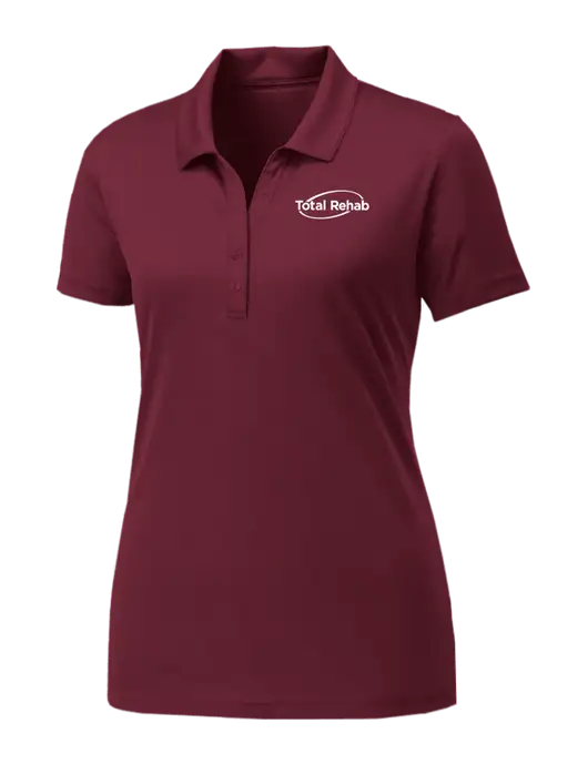 Womens Maroon PosiCharge Competitor Polo w/Total Rehab Logo