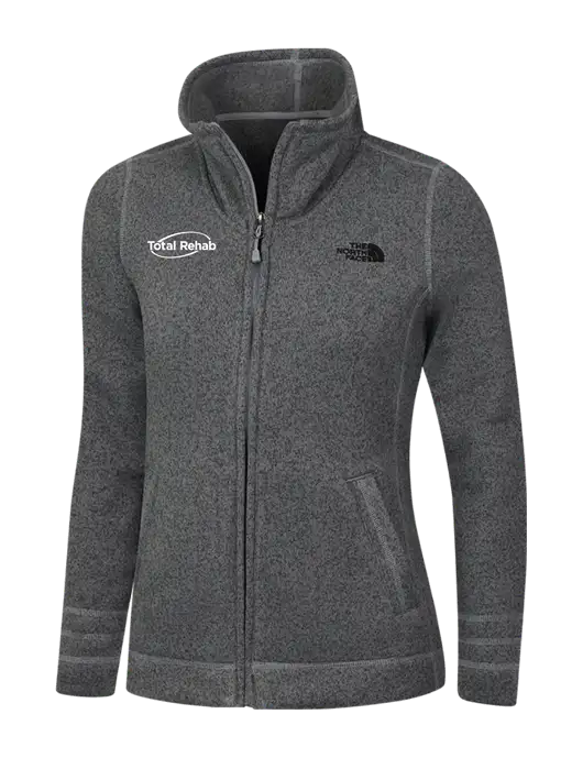 North Face Womens Medium Grey Heather Sweater Fleece Jacket w/Total Rehab Logo
