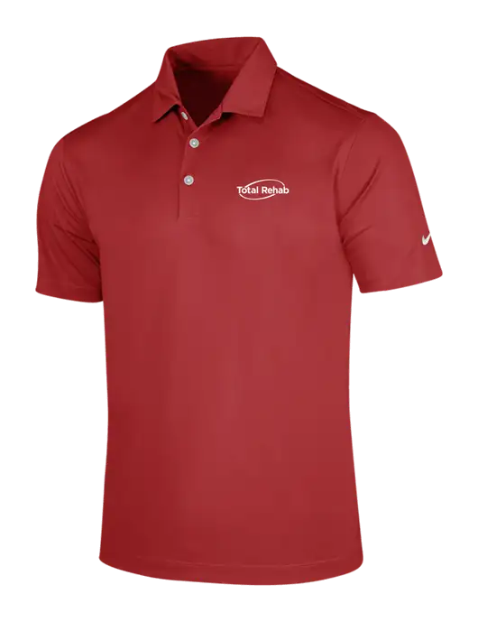 NIKE Red Dri-Fit Vertical Mesh Polo w/Total Rehab Logo