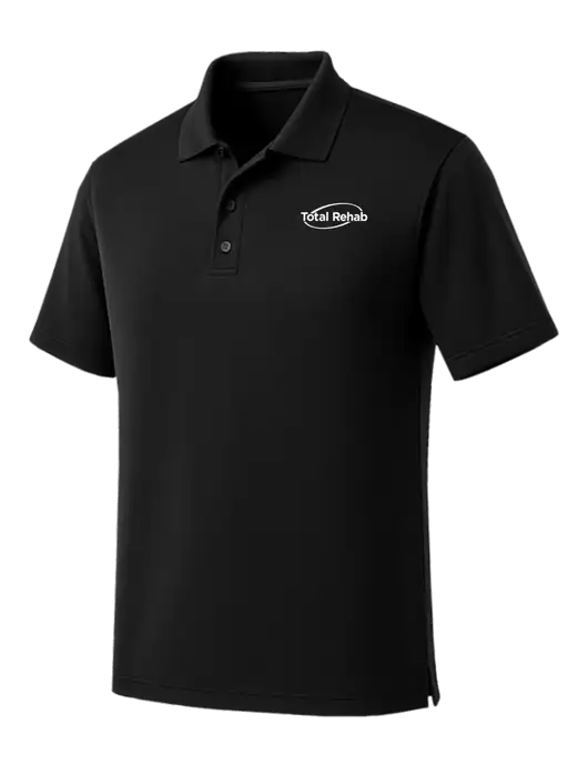 Black Dry Zone UV Micro Mesh Polo w/Total Rehab Logo