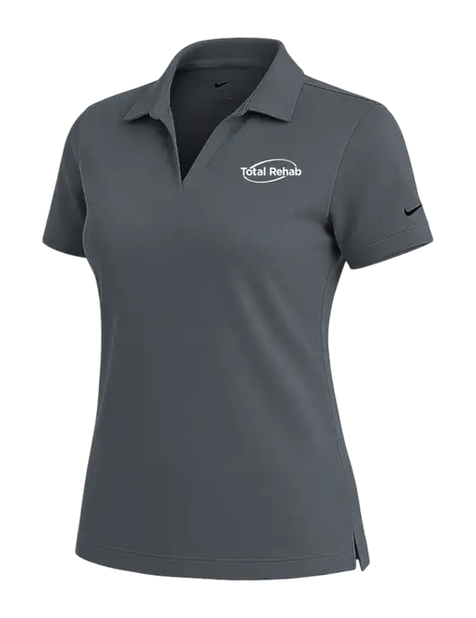 NIKE Dark Grey Womens Dri-Fit Micro Pique Polo w/Total Rehab Logo
