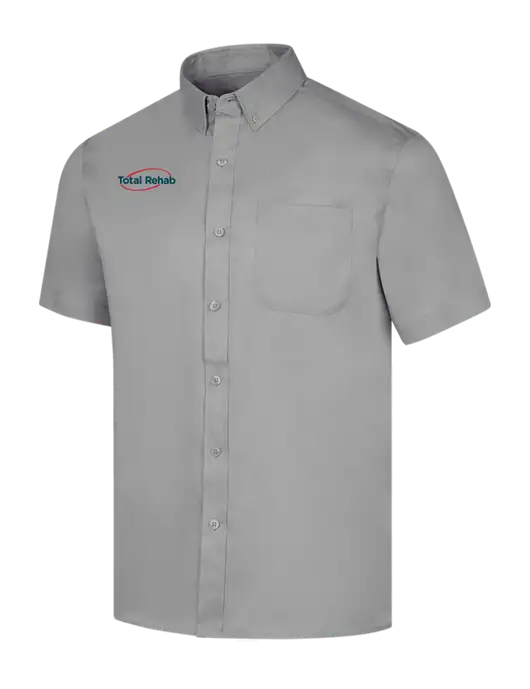 Short Sleeve Light Grey Superpro React Twill Shirt w/Total Rehab Logo