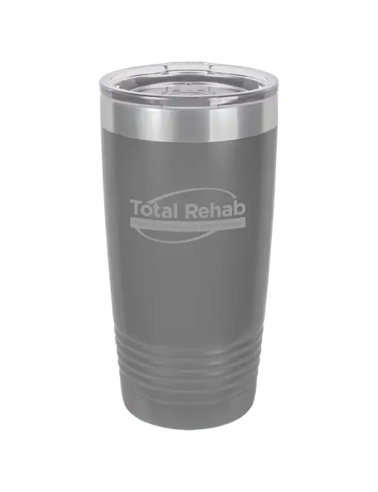Polar Camel 20 oz Powder Coated Grey Vacuum Insulated Tumbler  w/Total Rehab Logo