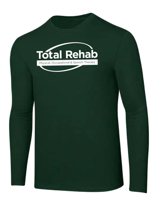Ring Spun Forest Green 4.5 oz Long Sleeve T-Shirt w/Total Rehab Logo