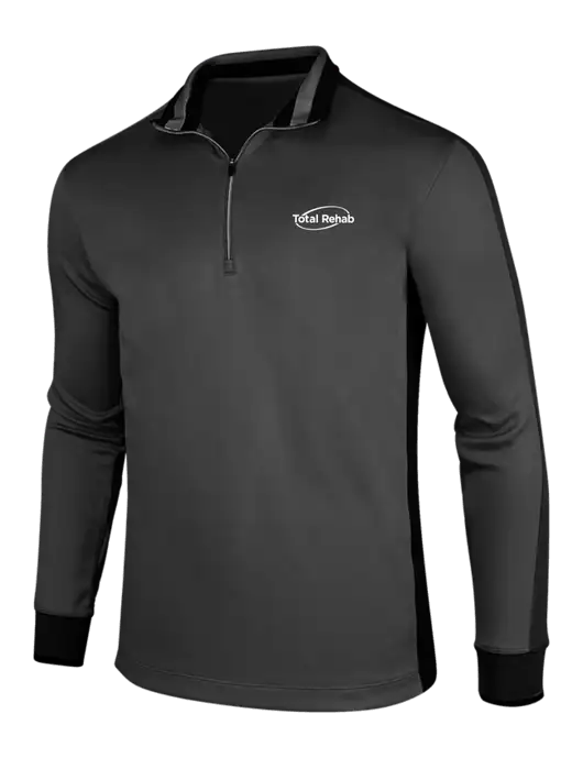 NIKE Anthracite Heather/Black Dry-Fit 1/2 Zip Cover-Up w/Total Rehab Logo