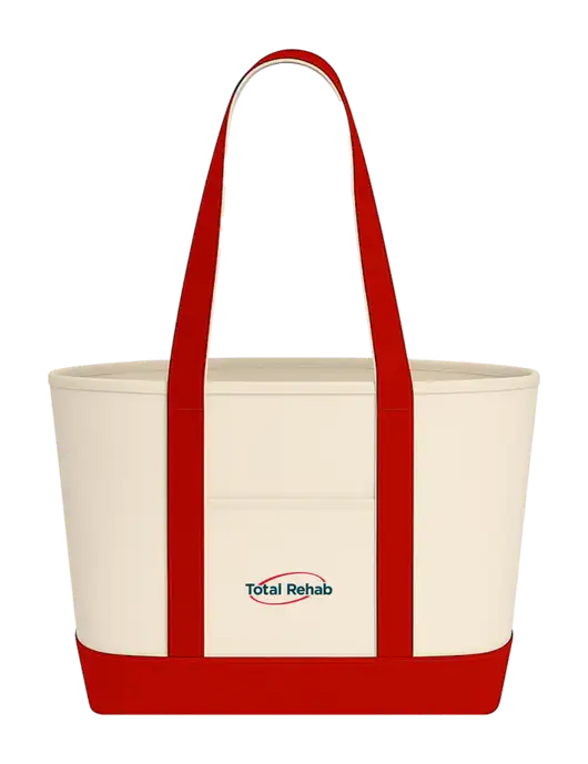 Natural/Red Large Sturdy Cotton Canvas Carryall  w/Total Rehab Logo