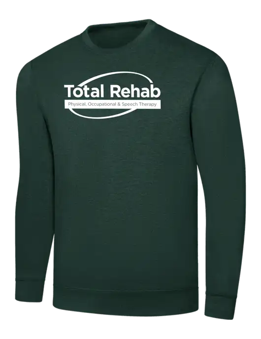 Dark Green 7.8 oz Ring Spun Crew Sweatshirt w/Total Rehab Logo