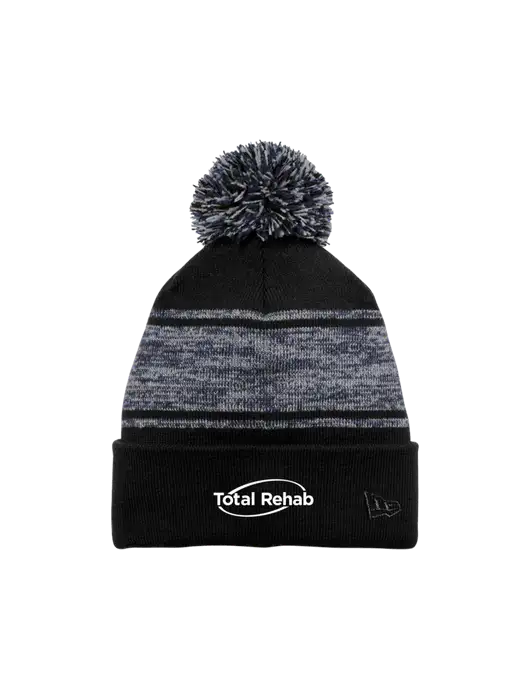 New Era Black/Navy Knit Chilled Pom Beanie w/Total Rehab Logo