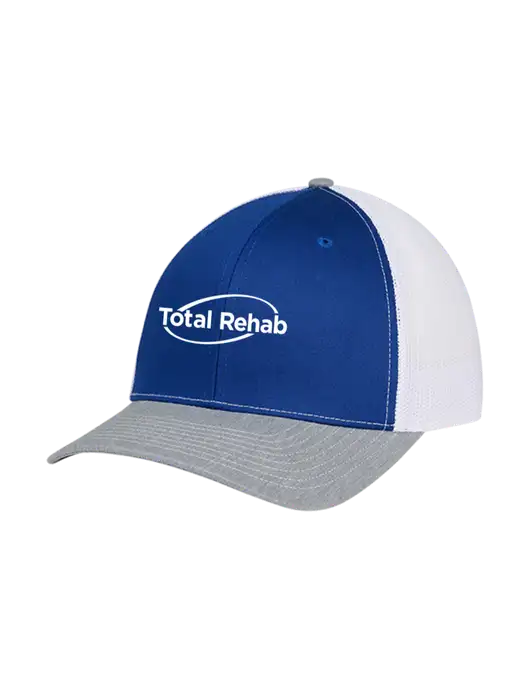 Richardson Adjustable Snapback Original 112 Trucker Cap Royal/HeatherGrey/White Mesh w/Total Rehab Logo