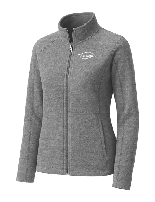 Medium Grey Womens Heather Microfleece Full-Zip Jacket w/Total Rehab Logo