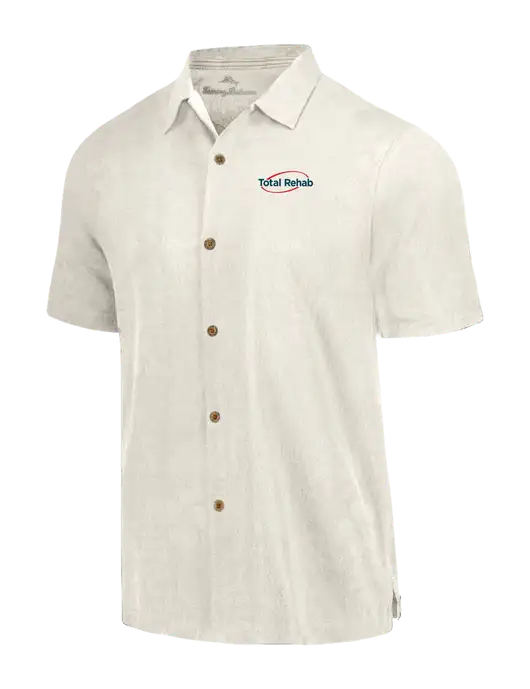 Tommy Bahama Ivory Tropic Isles Short Sleeve Shirt w/Total Rehab Logo