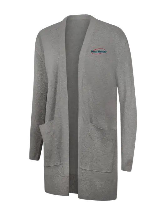 Mercer+Mettle Womens Light Grey Heather Open Front Cardigan Sweater w/Total Rehab Logo