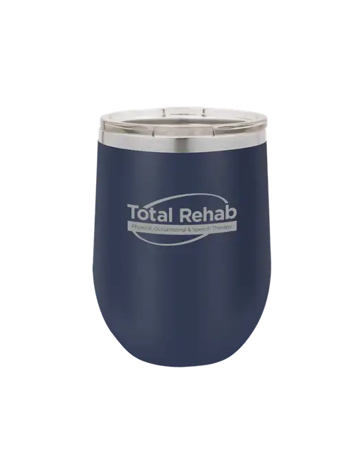 Polar Camel 12 oz Powder Coated Navy Vacuum Insulated Stemless Wine Tumbler w/Total Rehab Logo