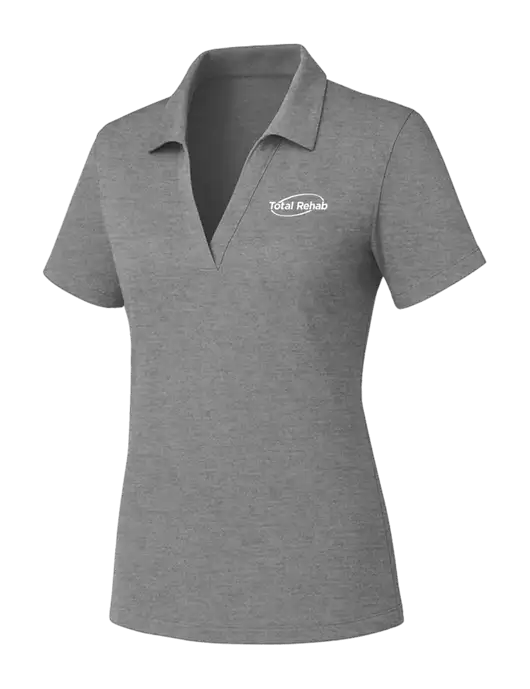 Womens Medium Grey Heather PosiCharge RacerMesh Polo w/Total Rehab Logo