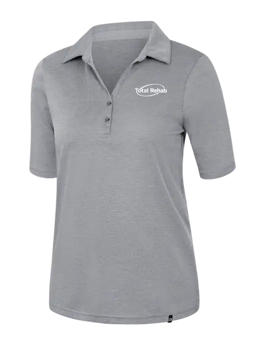 TravisMathew Womens Medium Grey Heather Sunsetters Polo w/Total Rehab Logo