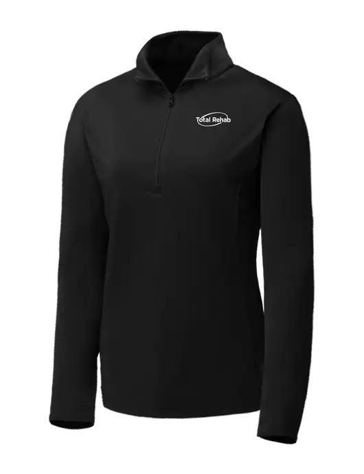 Black Womens Posicharge Competitor ¼ Zip Pullover w/Total Rehab Logo
