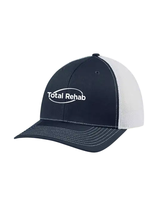 Richardson Adjustable Snapback Original 112 Trucker Cap Navy w/White Mesh w/Total Rehab Logo