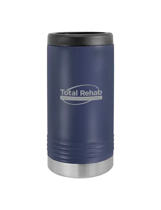 Polar Camel Powder Coated Navy Vacuum Insulated Slim Beverage Holder w/Total Rehab Logo