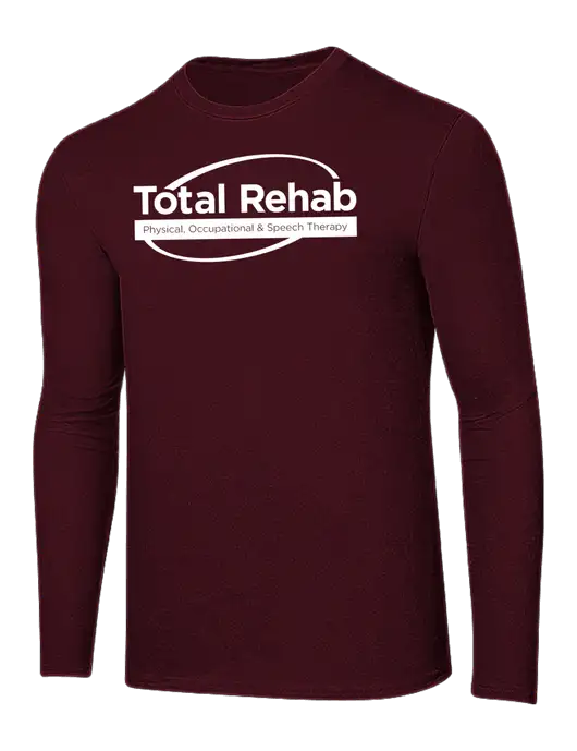 Ring Spun Maroon 4.5 oz Long Sleeve T-Shirt w/Total Rehab Logo
