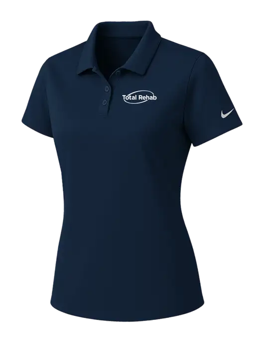 Nike Womens Navy Dry Essential Solid Polo w/Total Rehab Logo