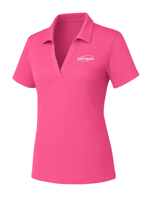 Womens Pink PosiCharge RacerMesh Polo w/Total Rehab Logo