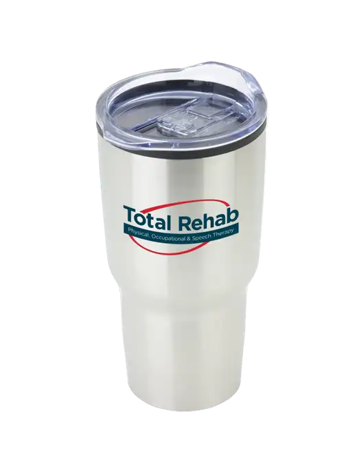 Odyssey Silver 30 oz Travel Tumbler w/Total Rehab Logo