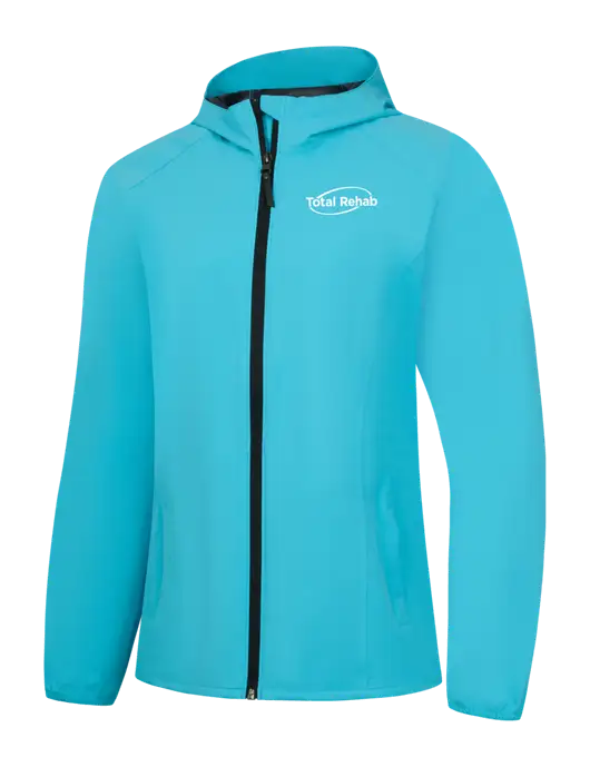 Womens Light Sapphire Blue Essential Rain Jacket w/Total Rehab Logo