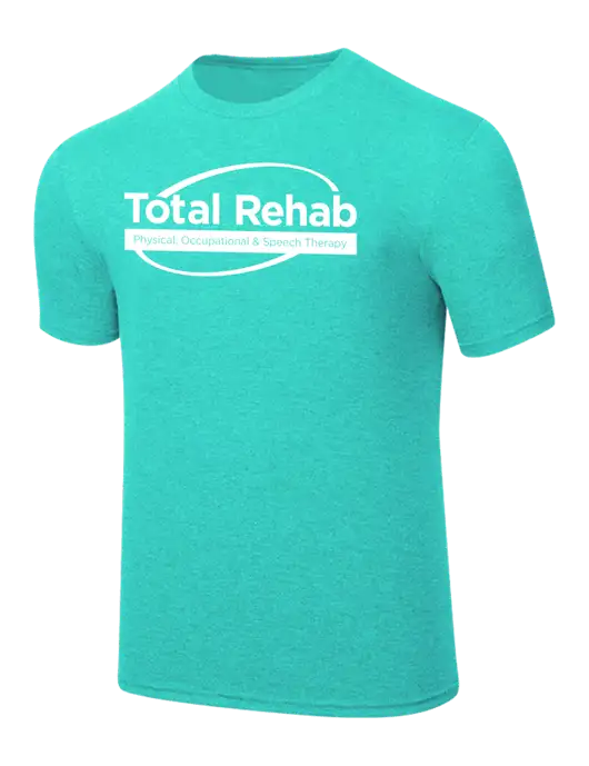 Simply Soft Light Teal Heathered 4.5oz  Poly/Combed Ring Spun Cotton T-Shirt w/Total Rehab Logo