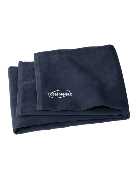 Navy Beach Towel w/Total Rehab Logo
