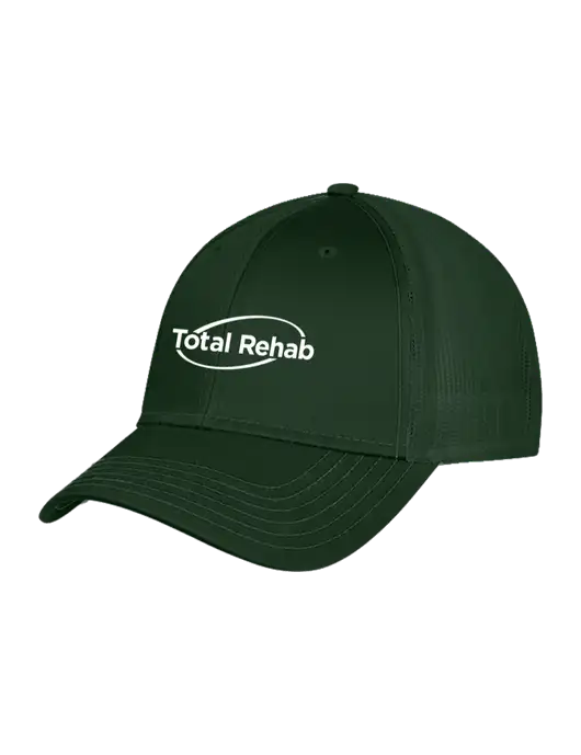 Dark Green Mesh Trucker Cap Snap Back w/Total Rehab Logo