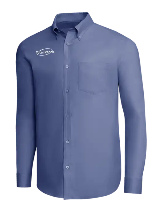 Brooks Brothers Light Navy Wrinkle-Free Stretch Pinpoint Shirt w/Total Rehab Logo