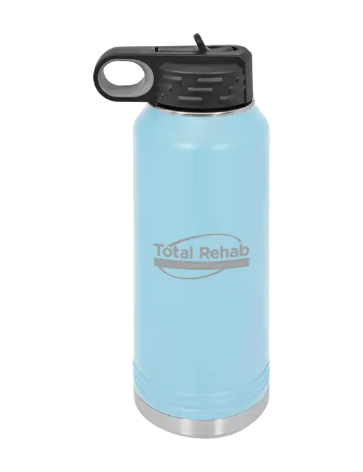 Polar Camel 32 oz Powder Coated Light Blue Vacuum Insulated Water Bottle w/Total Rehab Logo