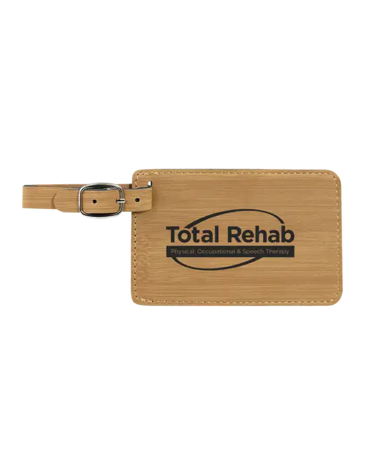 Bamboo Leatherette Luggage Tag w/Total Rehab Logo
