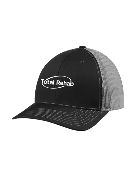 Richardson Adjustable Snapback Original 112 Trucker Cap Black w/Charcoal Mesh w/Total Rehab Logo