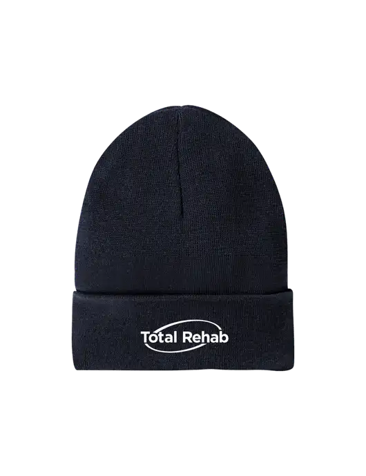 Recycled True Navy Beanie w/Total Rehab Logo