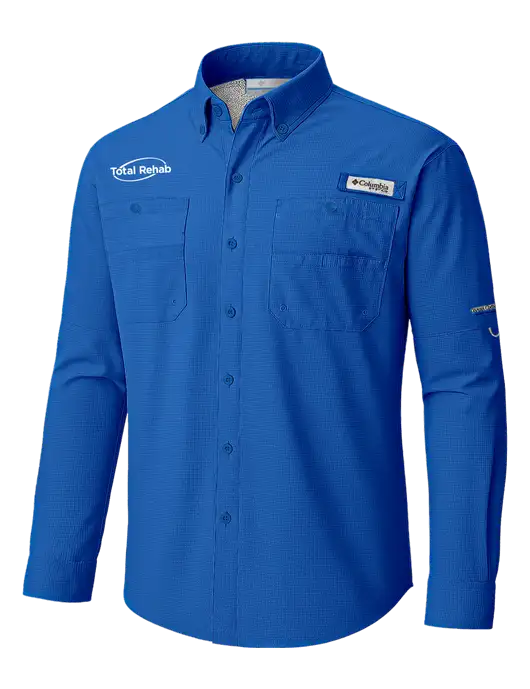Columbia Vivid Blue PFG Tamiami II Long SleeveShirt w/Total Rehab Logo