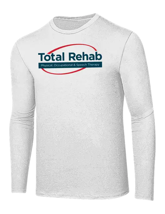 Ring Spun White 4.5 oz Long Sleeve T-Shirt w/Total Rehab Logo