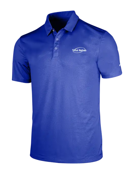 NIKE Dark Royal Dri-Fit Embossed Tri-Blade Polo w/Total Rehab Logo