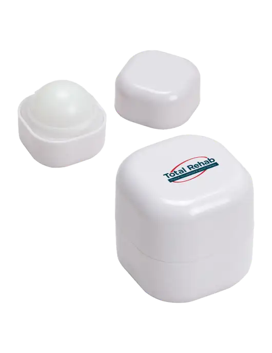 White Chap Cube Vanilla Lip Balm w/Total Rehab Logo