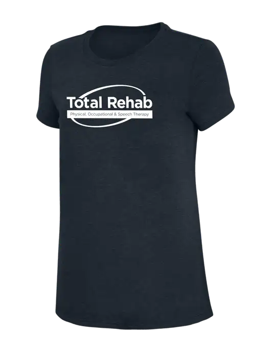 Womens Simply Soft Navy 4.5oz Poly/Combed Ring Spun Cotton T-Shirt w/Total Rehab Logo