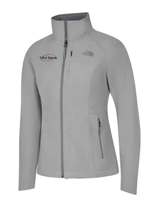 North Face Womens Light Grey Heather Apex Barrier Soft Shell Jacket  w/Total Rehab Logo
