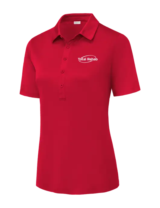 True Red Womens Posi-UV Pro Polo w/Total Rehab Logo