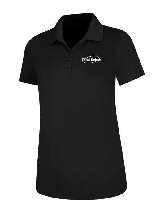 Black Womens Dry Zone UV Mesh Polo w/Total Rehab Logo