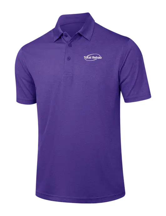 Purple Heather Contender Polo w/Total Rehab Logo